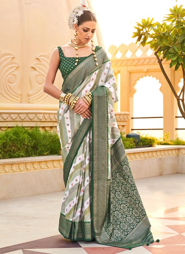 Silk Green  Casual Wear Printed Saree